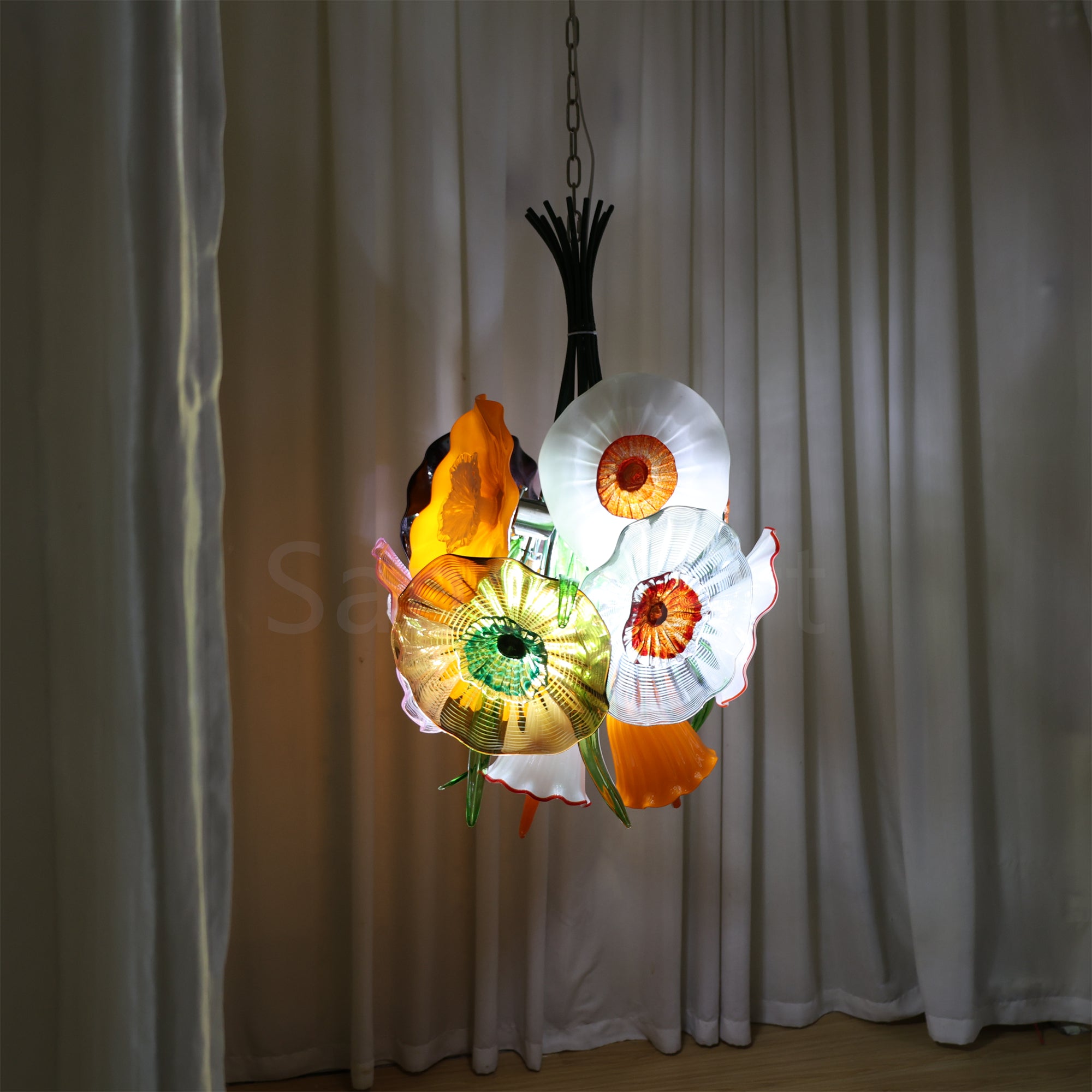 Specail design Inspired by flowers in nature hand made blown glass flower chandelier decoration for dining room, bed room, living room, Entrance