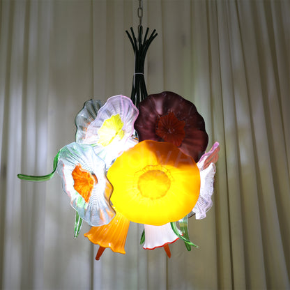 Specail design Inspired by flowers in nature hand made blown glass flower chandelier decoration for dining room, bed room, living room, Entrance