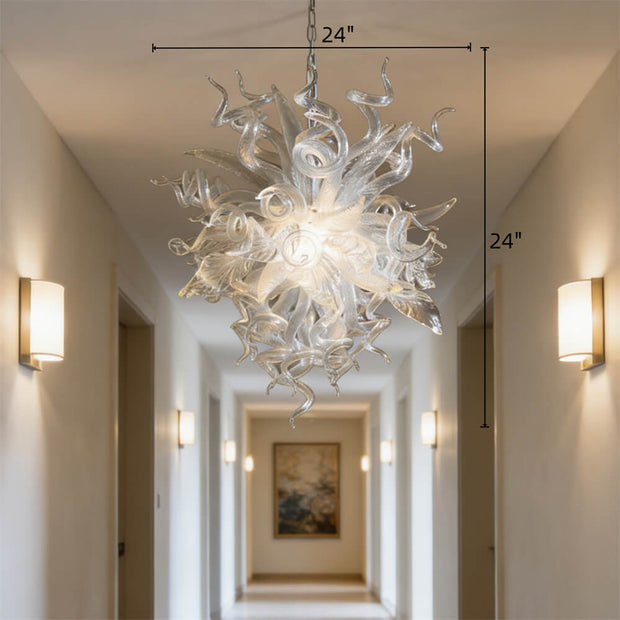 Modern design dining room decoration chihuly type mouth blown glass chandelier clear color