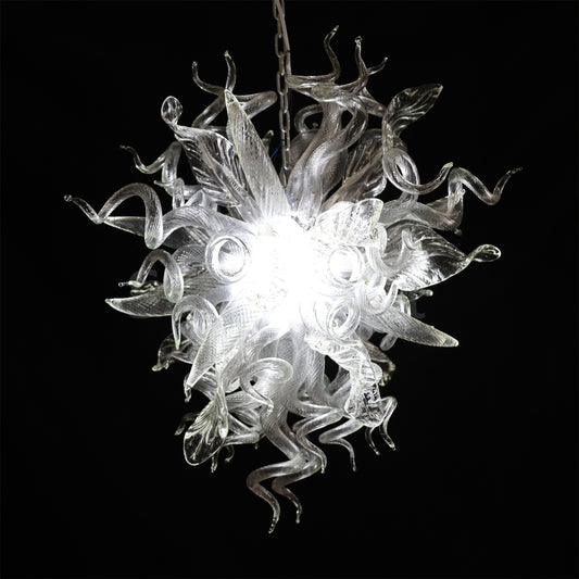 Modern design dining room decoration chihuly type mouth blown glass chandelier clear color
