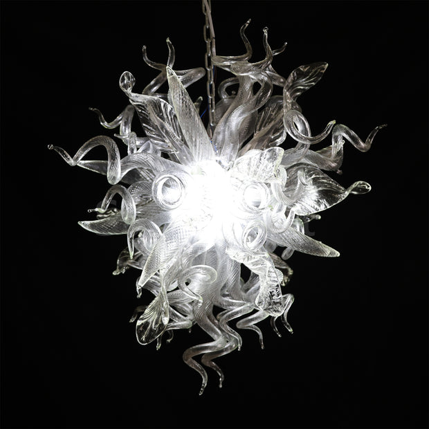 Modern design dining room decoration chihuly type mouth blown glass chandelier clear color