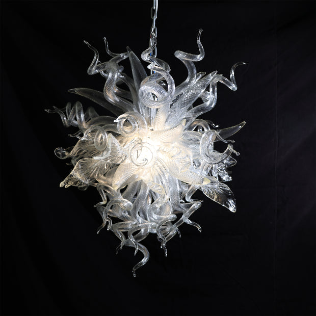 Modern design dining room decoration chihuly type mouth blown glass chandelier clear color