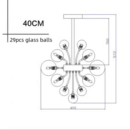 Retro dark style chandelier glass balls with clear and black color