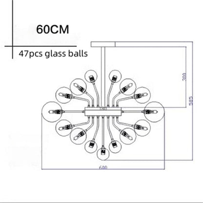 Retro dark style chandelier glass balls with clear and black color