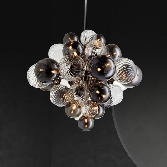 Retro dark style chandelier glass balls with clear and black color
