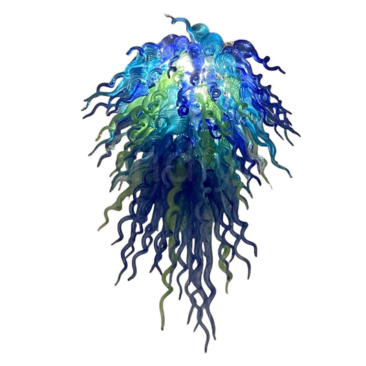 Blue color hand made DIY blown glass chandelier