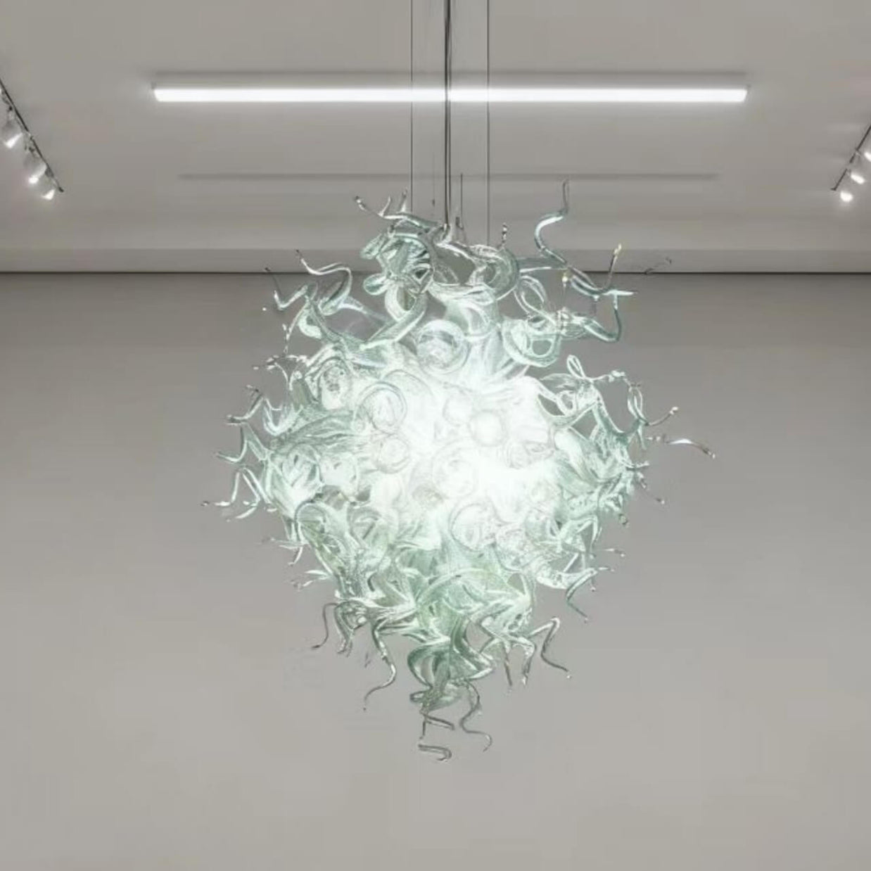 Hand blown clear glass chandeliers