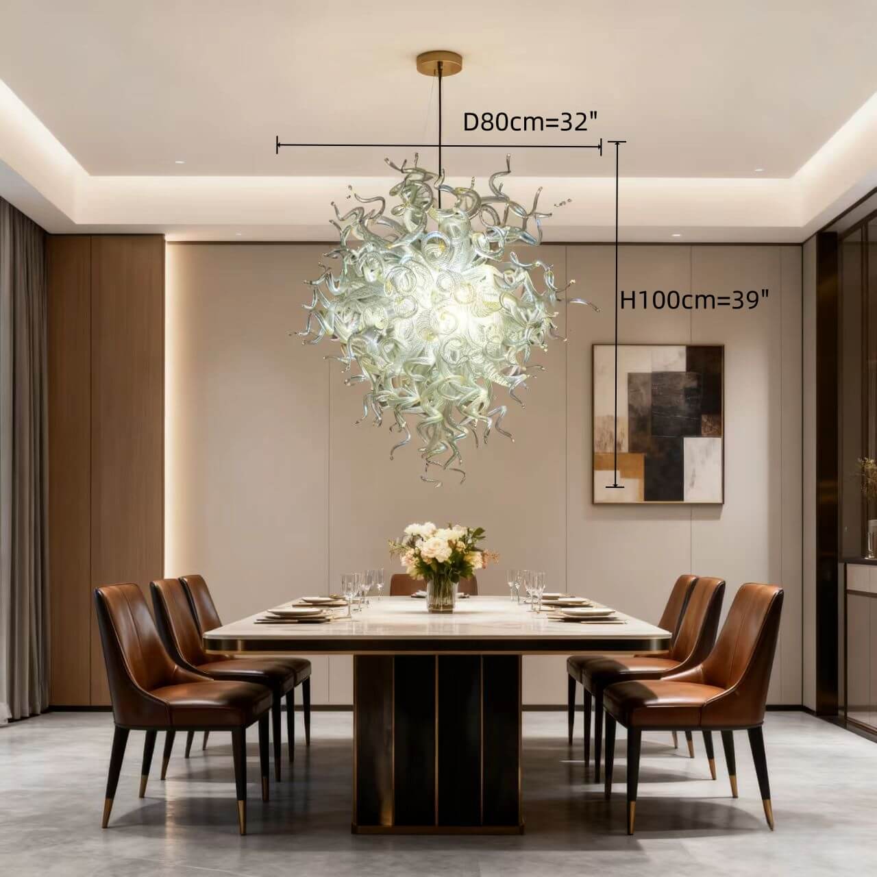 Hand blown clear glass chandeliers