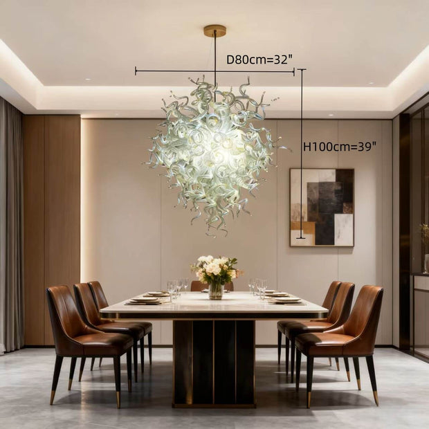 Hand blown clear glass chandeliers