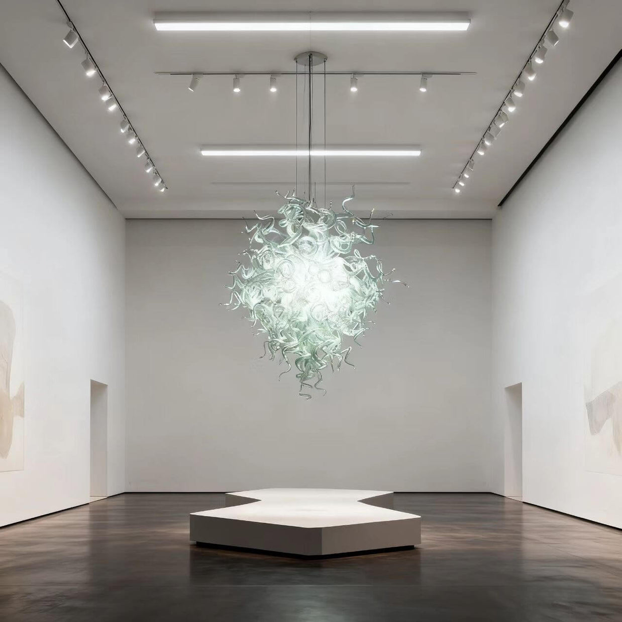 Hand blown clear glass chandeliers