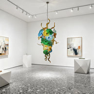 Handmade DIY art blown glass lotus leaf plate chandelier wedding lighting decoration