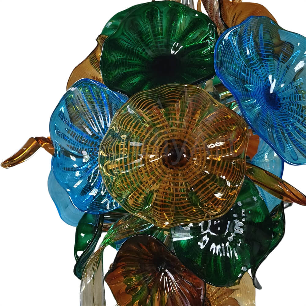 Handmade DIY art blown glass lotus leaf plate chandelier wedding lighting decoration