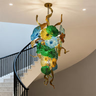 Handmade DIY art blown glass lotus leaf plate chandelier wedding lighting decoration