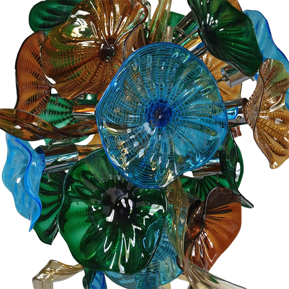 Handmade DIY art blown glass lotus leaf plate chandelier wedding lighting decoration