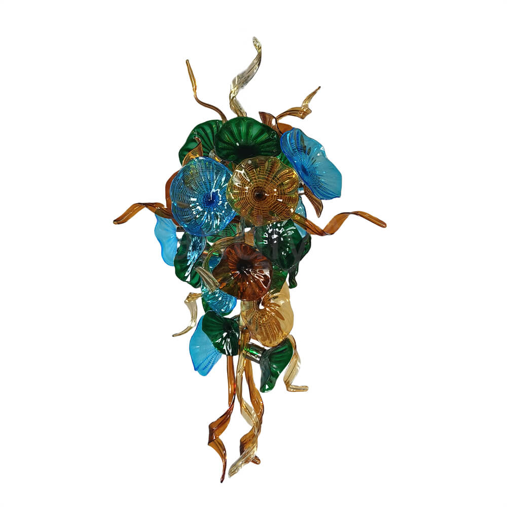 Handmade DIY art blown glass lotus leaf plate chandelier wedding lighting decoration