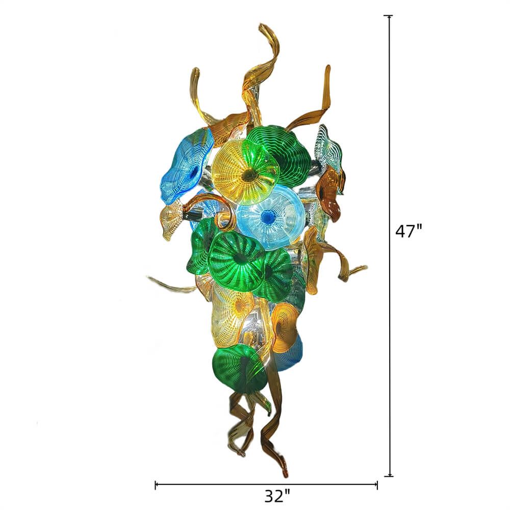 Handmade DIY art blown glass lotus leaf plate chandelier wedding lighting decoration