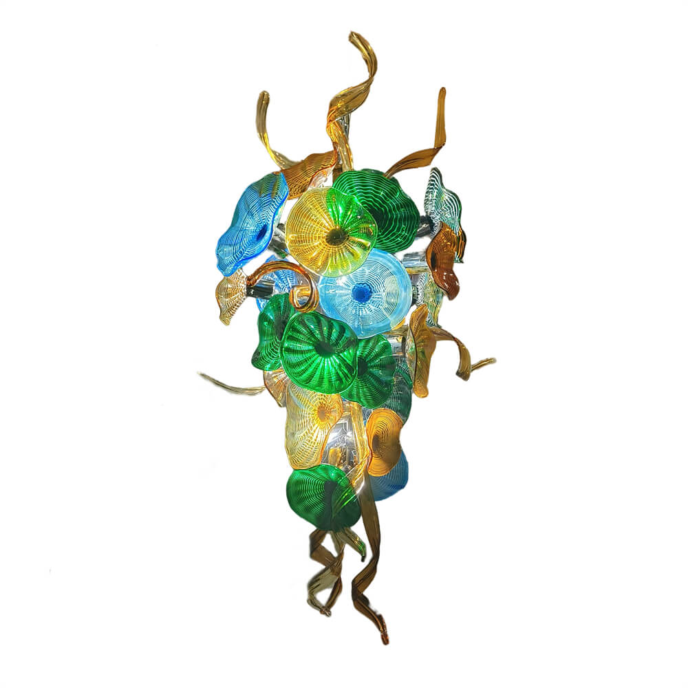 Handmade DIY art blown glass lotus leaf plate chandelier wedding lighting decoration