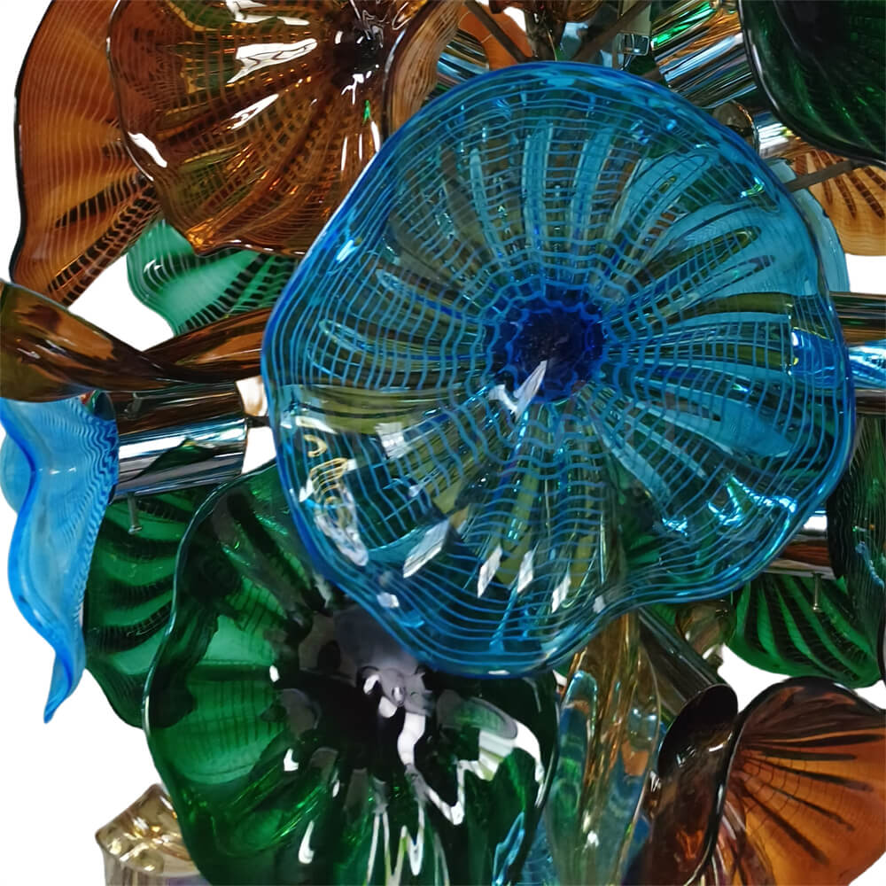 Handmade DIY art blown glass lotus leaf plate chandelier wedding lighting decoration