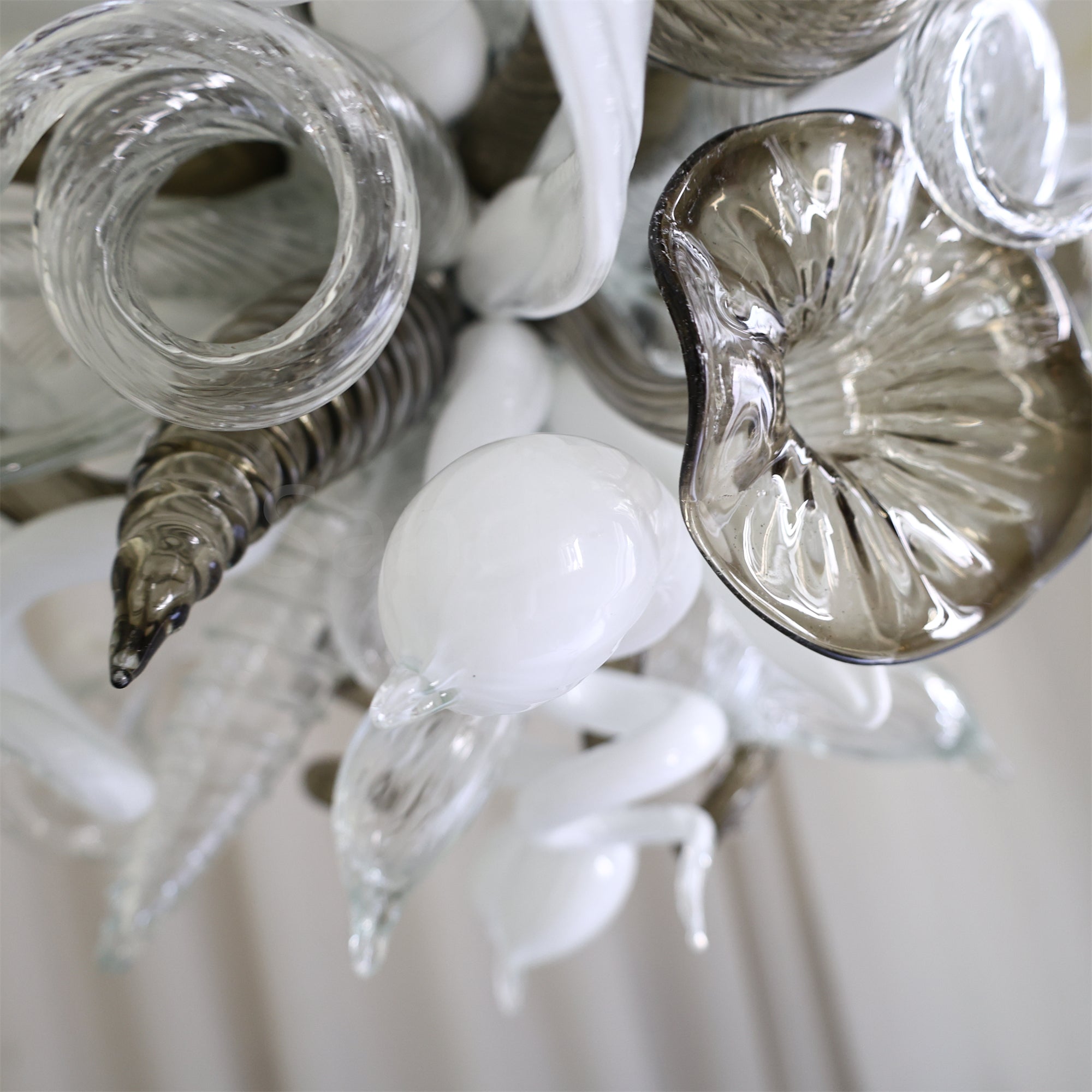 Fashion design white mixed green grey color hand made blown glass chihuly style art chandelier