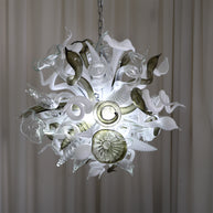 Fashion design white mixed green grey color hand made blown glass chihuly style art chandelier