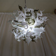 Fashion design white mixed green grey color hand made blown glass chihuly style art chandelier