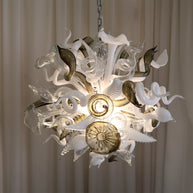 Fashion design white mixed green grey color hand made blown glass chihuly style art chandelier