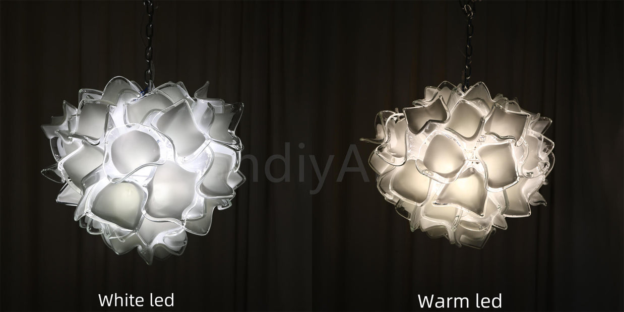 white glass floral chandelier