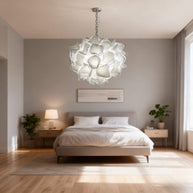 white glass floral chandelier