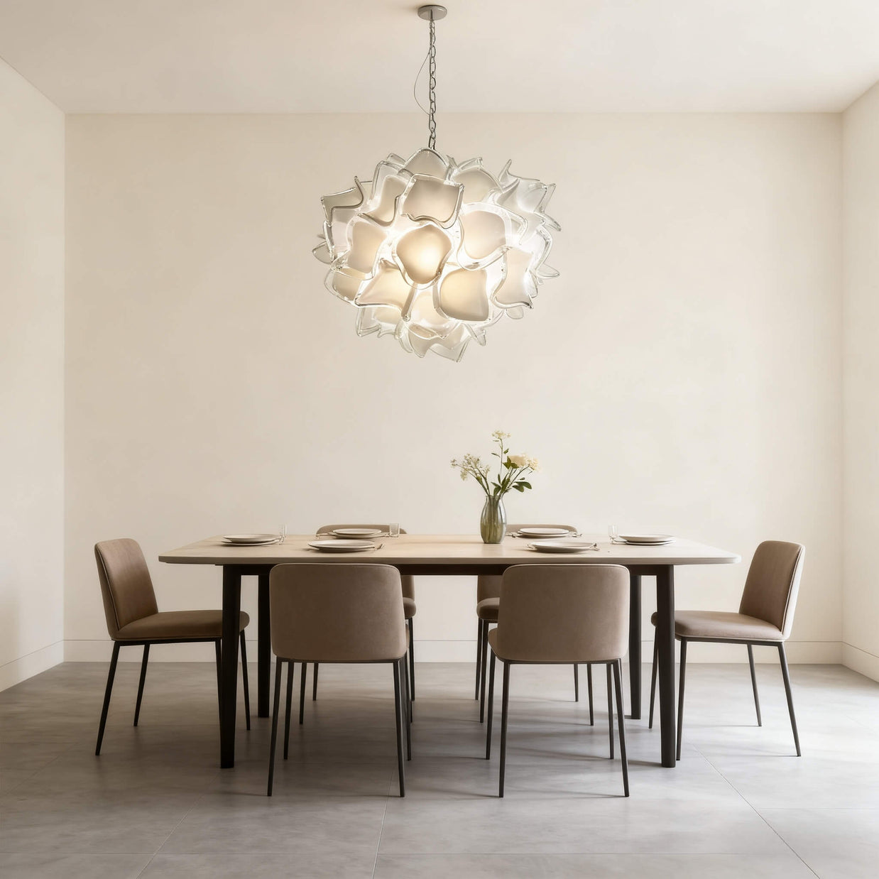 white glass floral chandelier