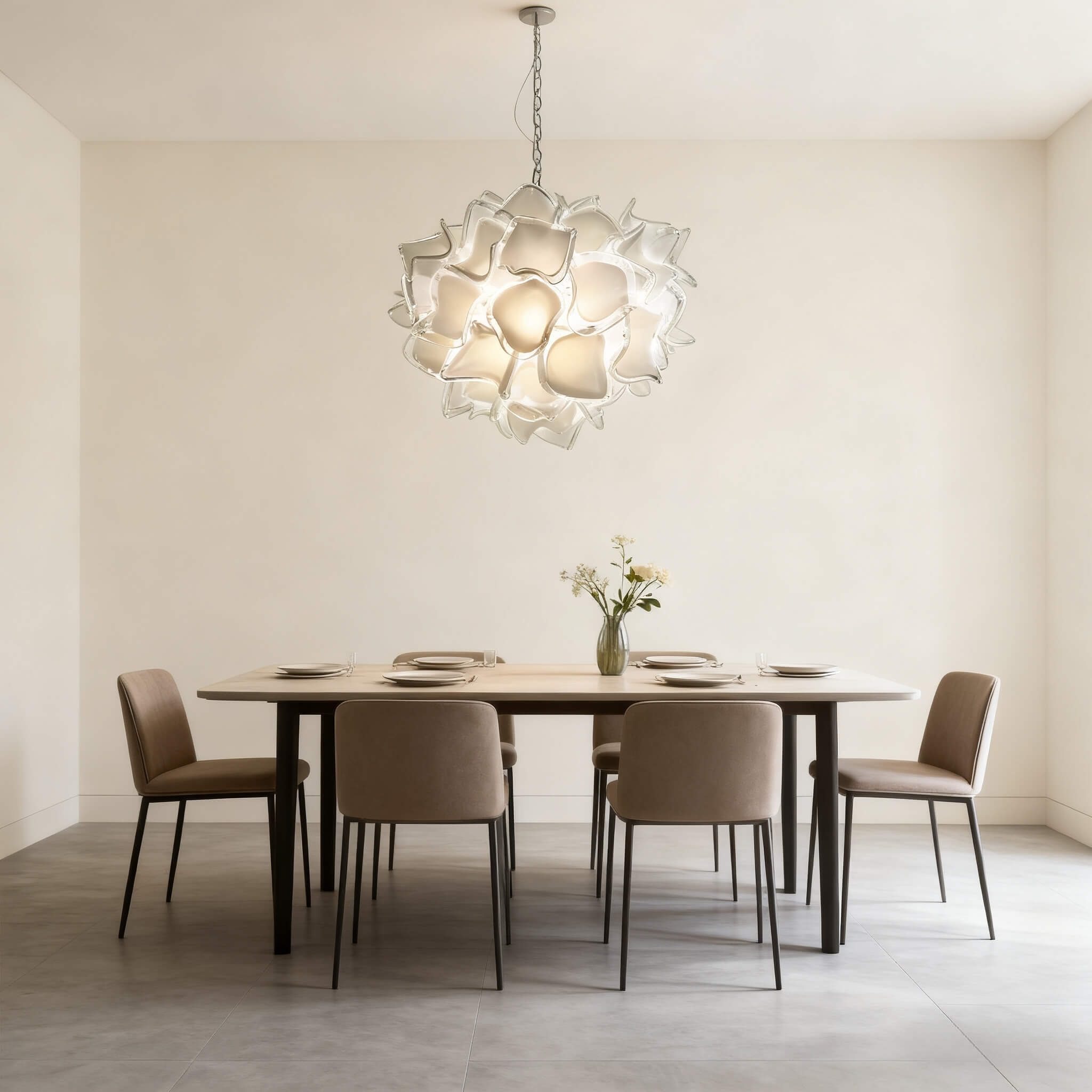 white glass floral chandelier