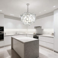 white glass floral chandelier