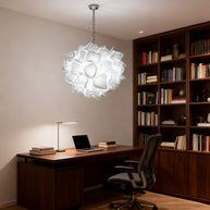 white glass floral chandelier