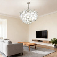white glass floral chandelier