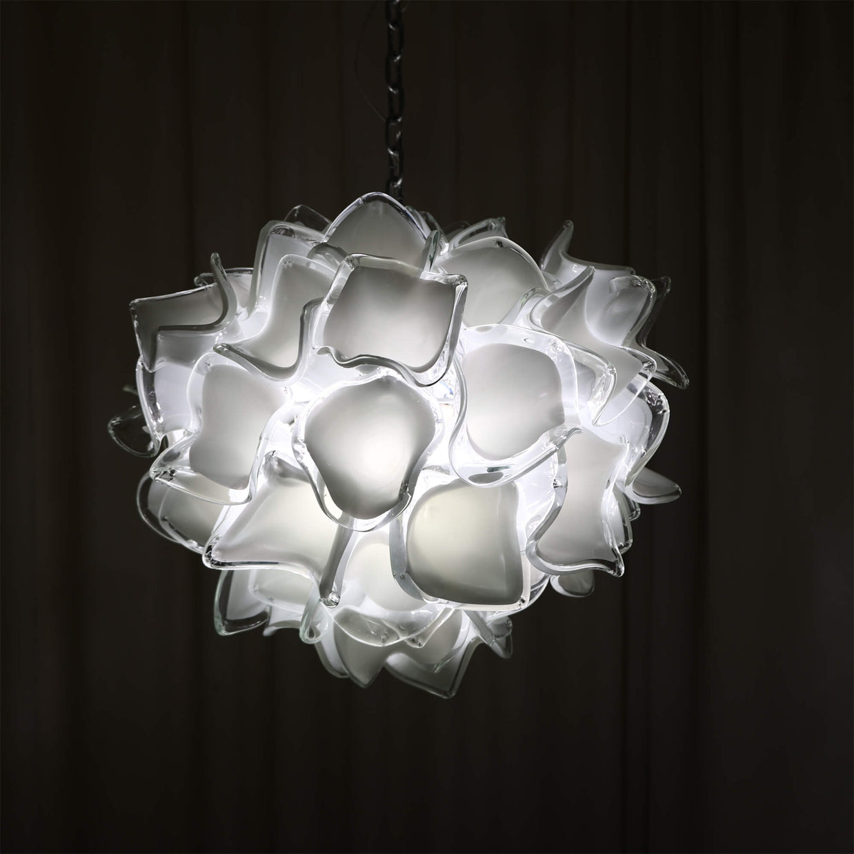 white glass floral chandelier