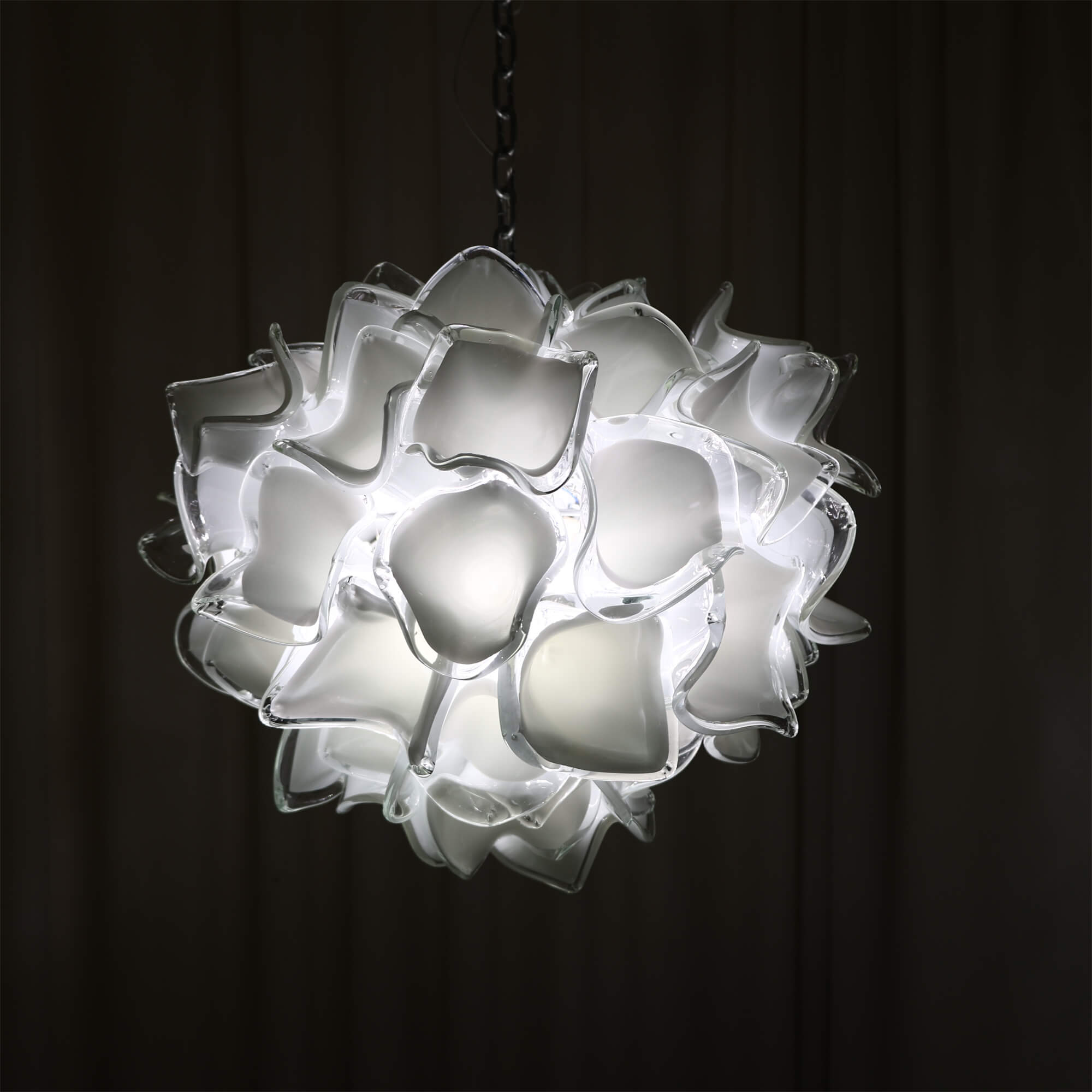 white glass floral chandelier