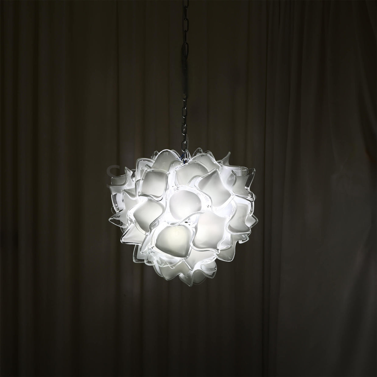 white glass floral chandelier