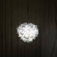 white glass floral chandelier