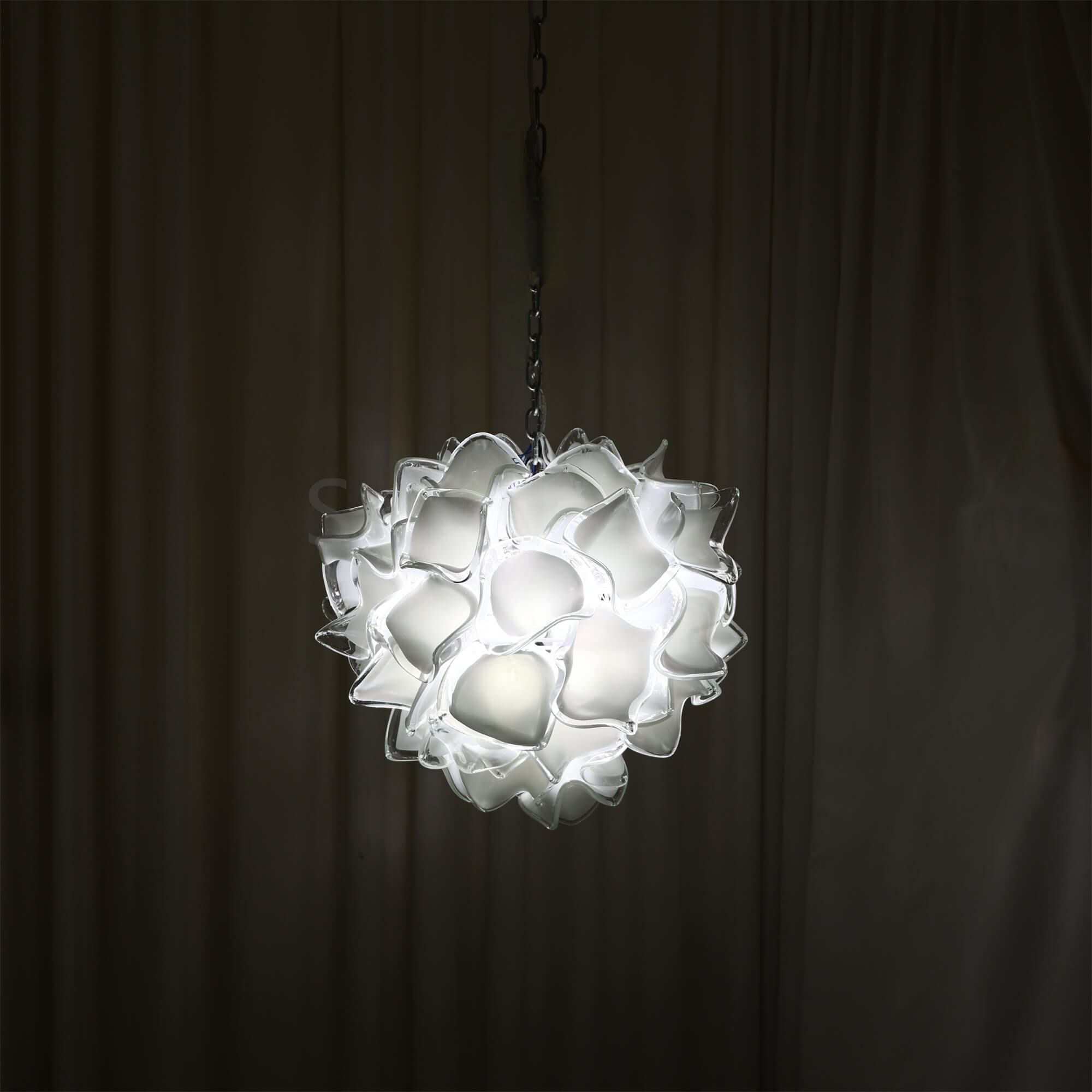 white glass floral chandelier