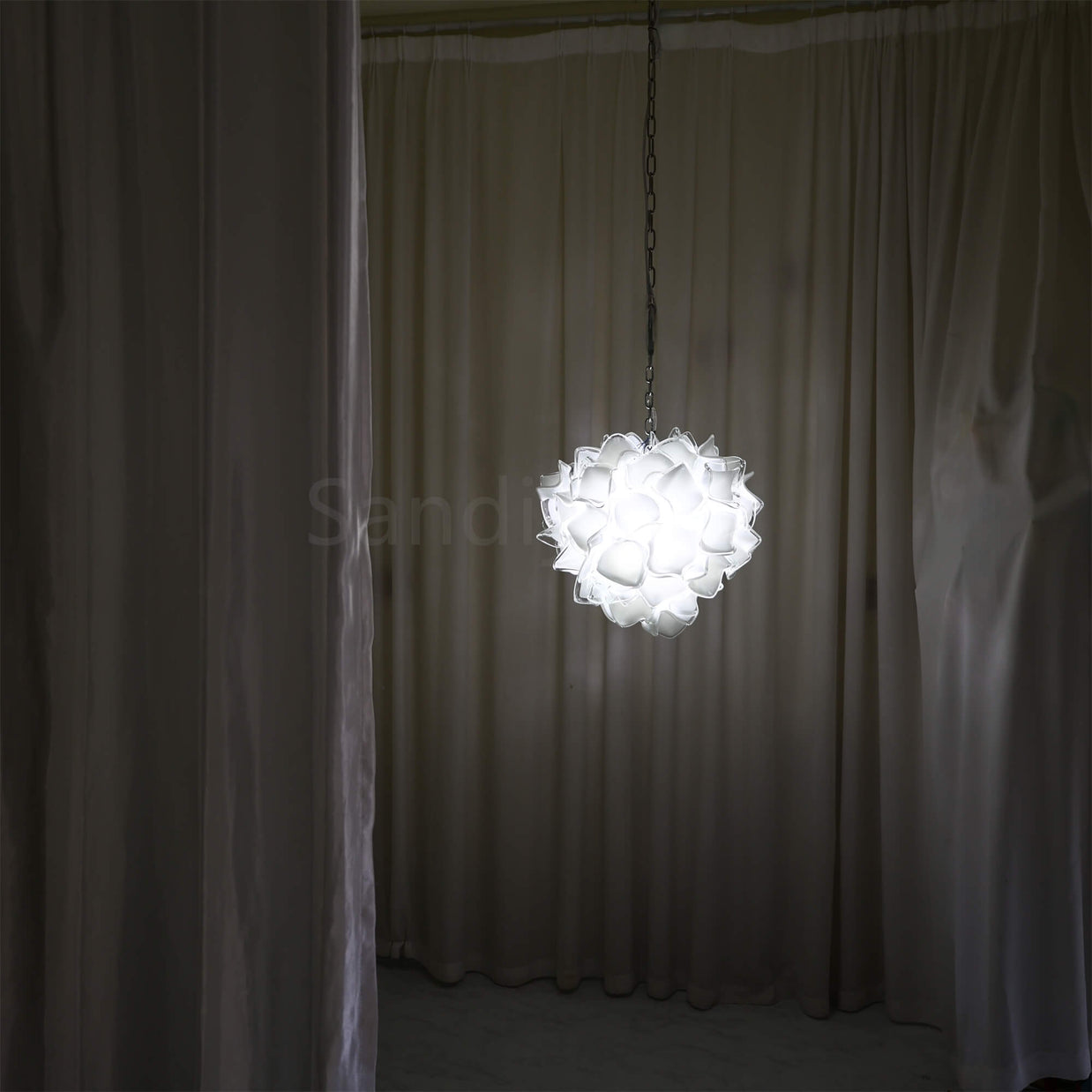 white glass floral chandelier