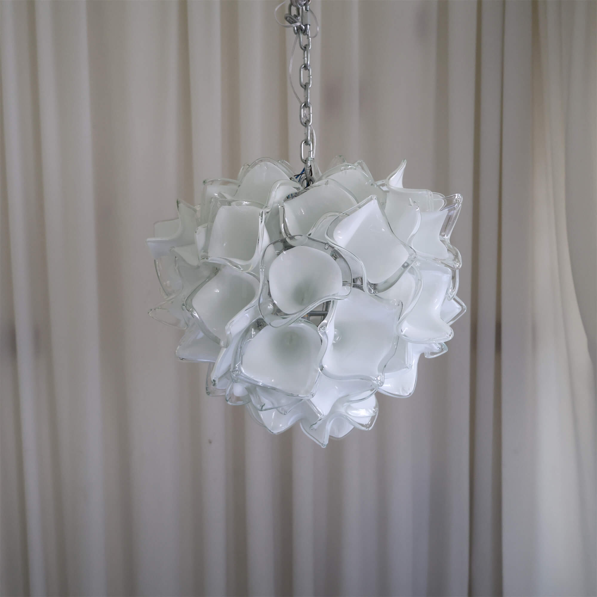 white glass floral chandelier