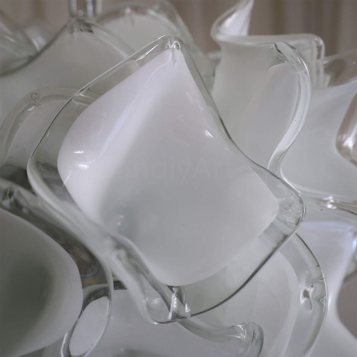 white glass floral chandelier