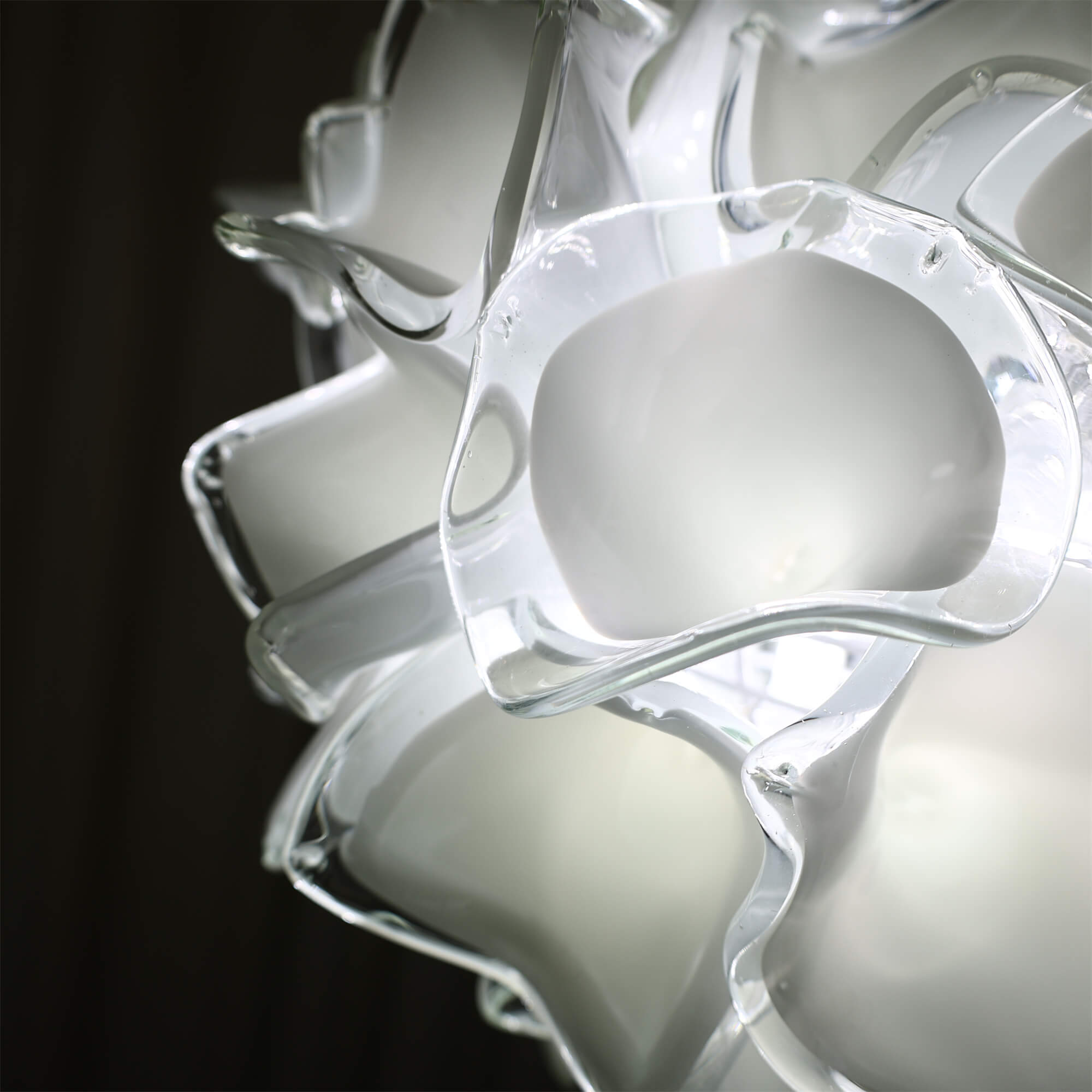 white glass floral chandelier