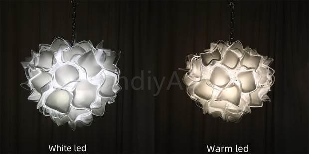 wedding party festival decoration hand made diy white flower glass pendant lamp