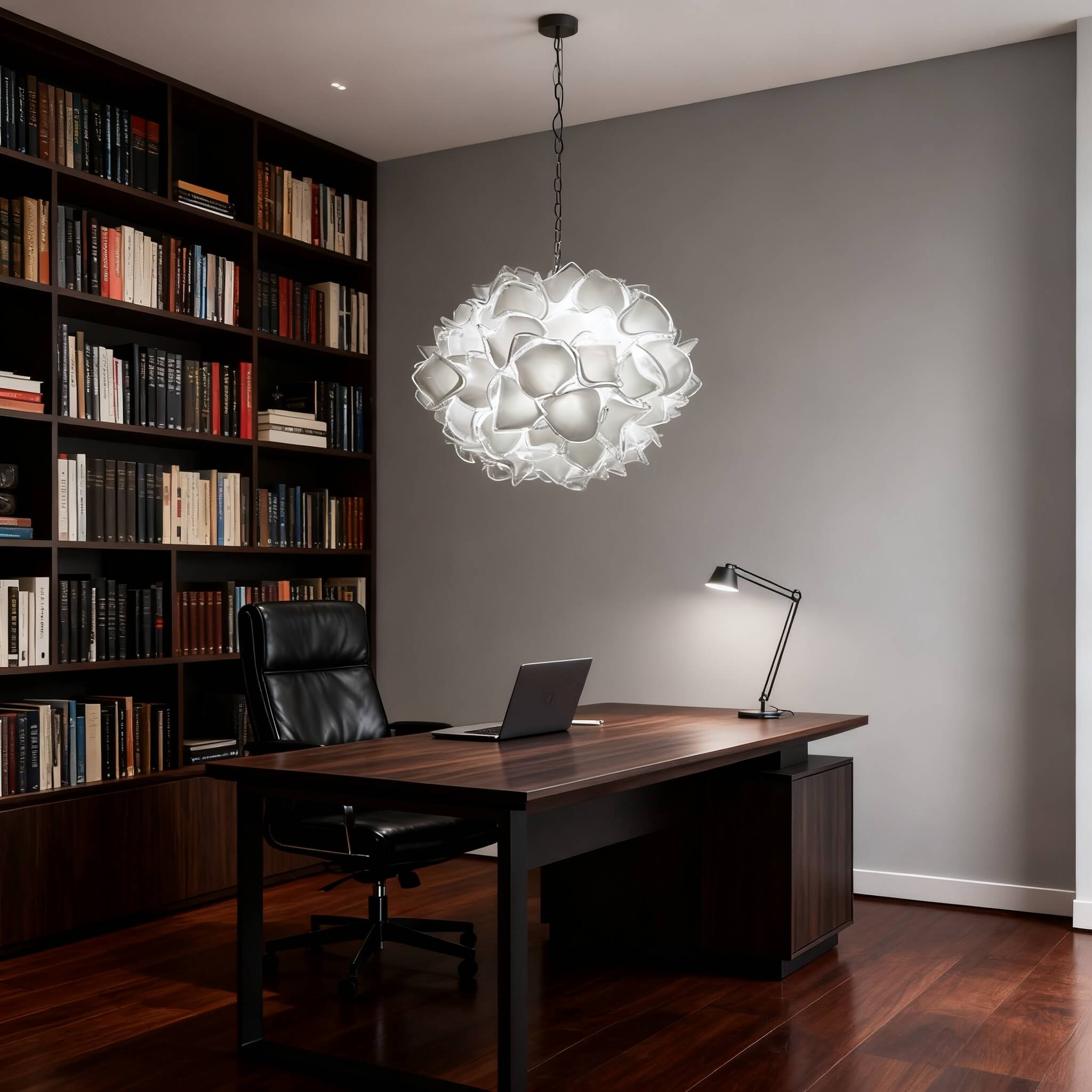 glass white flower chandelier