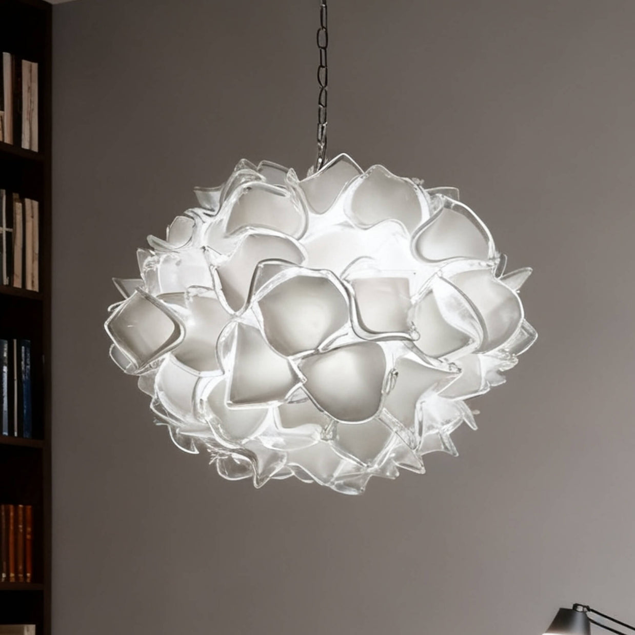 glass white flower chandelier