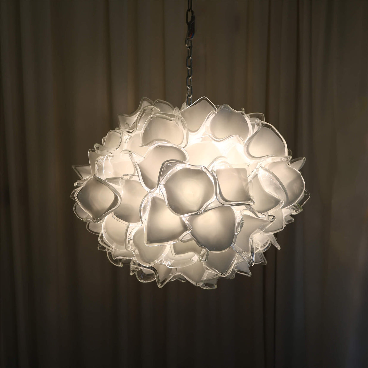 glass white flower chandelier