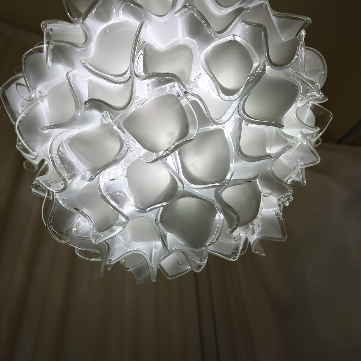 glass white flower chandelier
