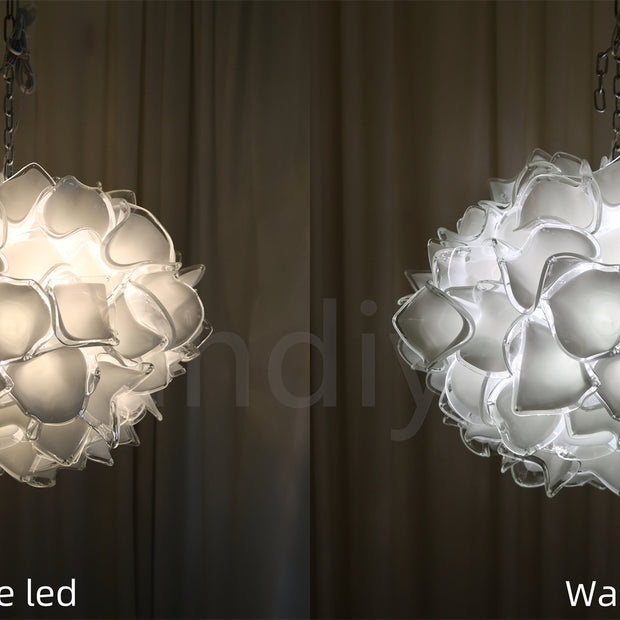 Custom modern design Dining room decoration White flower chandelier
