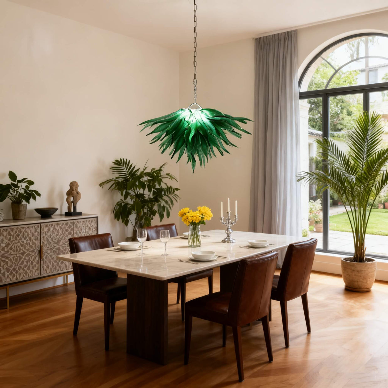 Green grass chandelier lighting