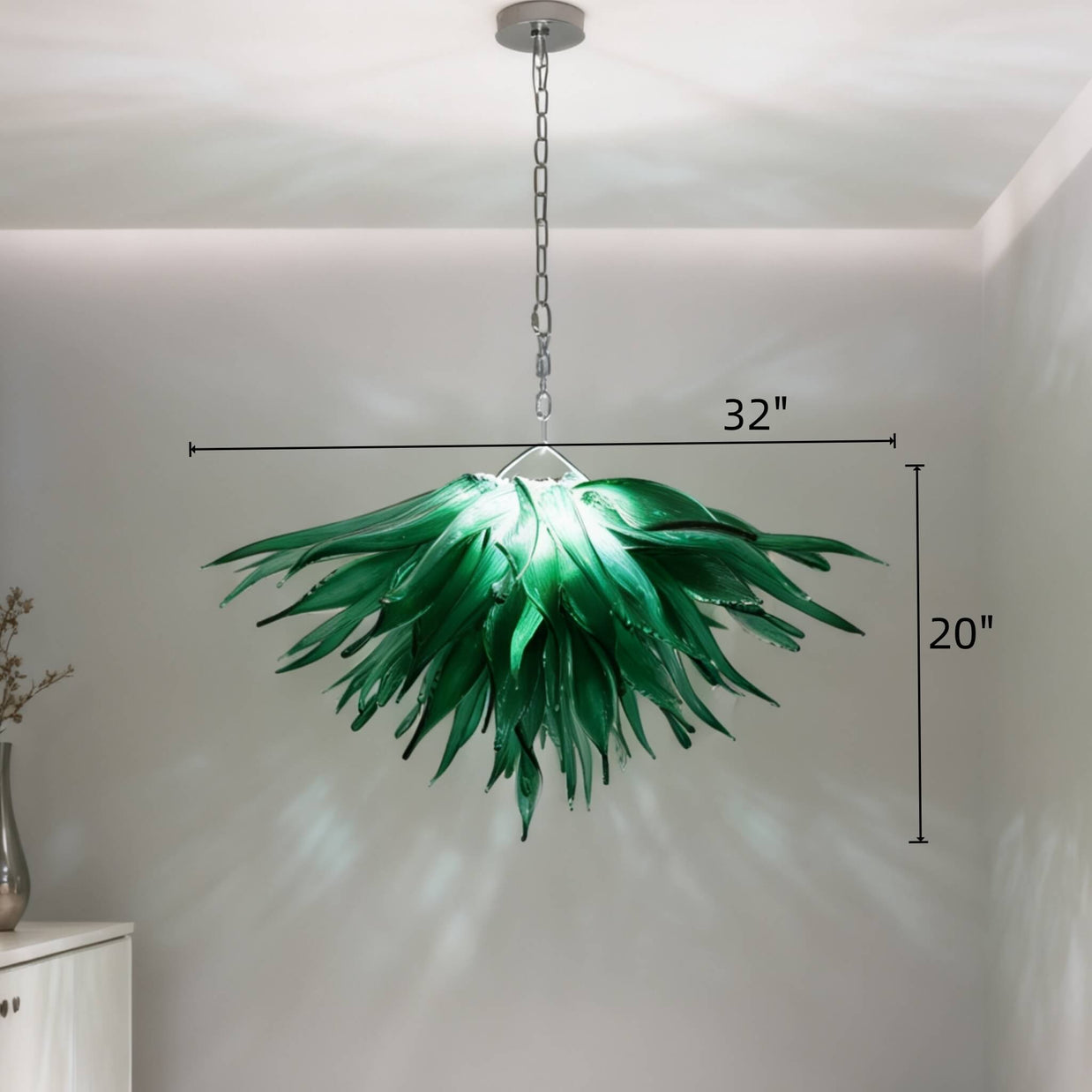 Green grass chandelier lighting dining room decoration bring a fresh breath of nature feeling